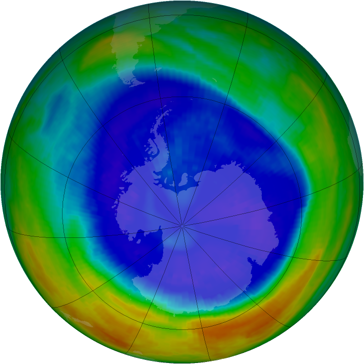 Antarctic ozone map for 07 September 2003
